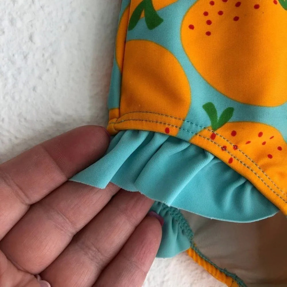 Tucker + Tate swimsuit one piece aqua blue with oranges size 9 months - Picture 9 of 9
